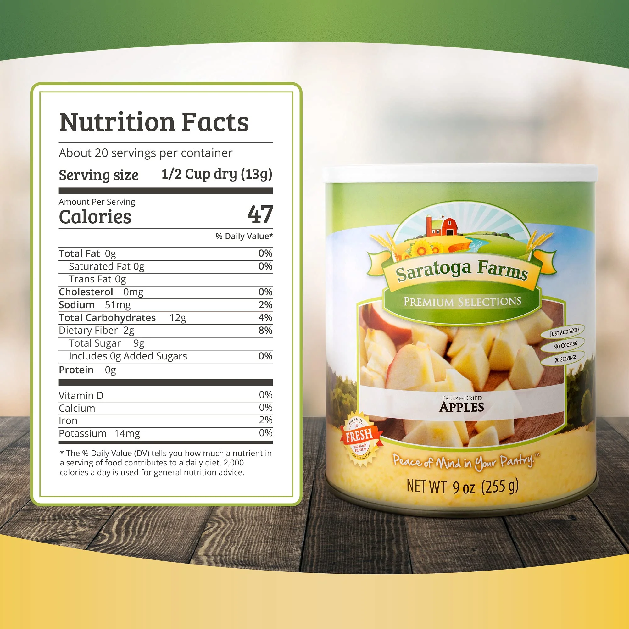 Saratoga Farms - Freeze-Dried Apples #10 Can - 20 Servings - Image 2