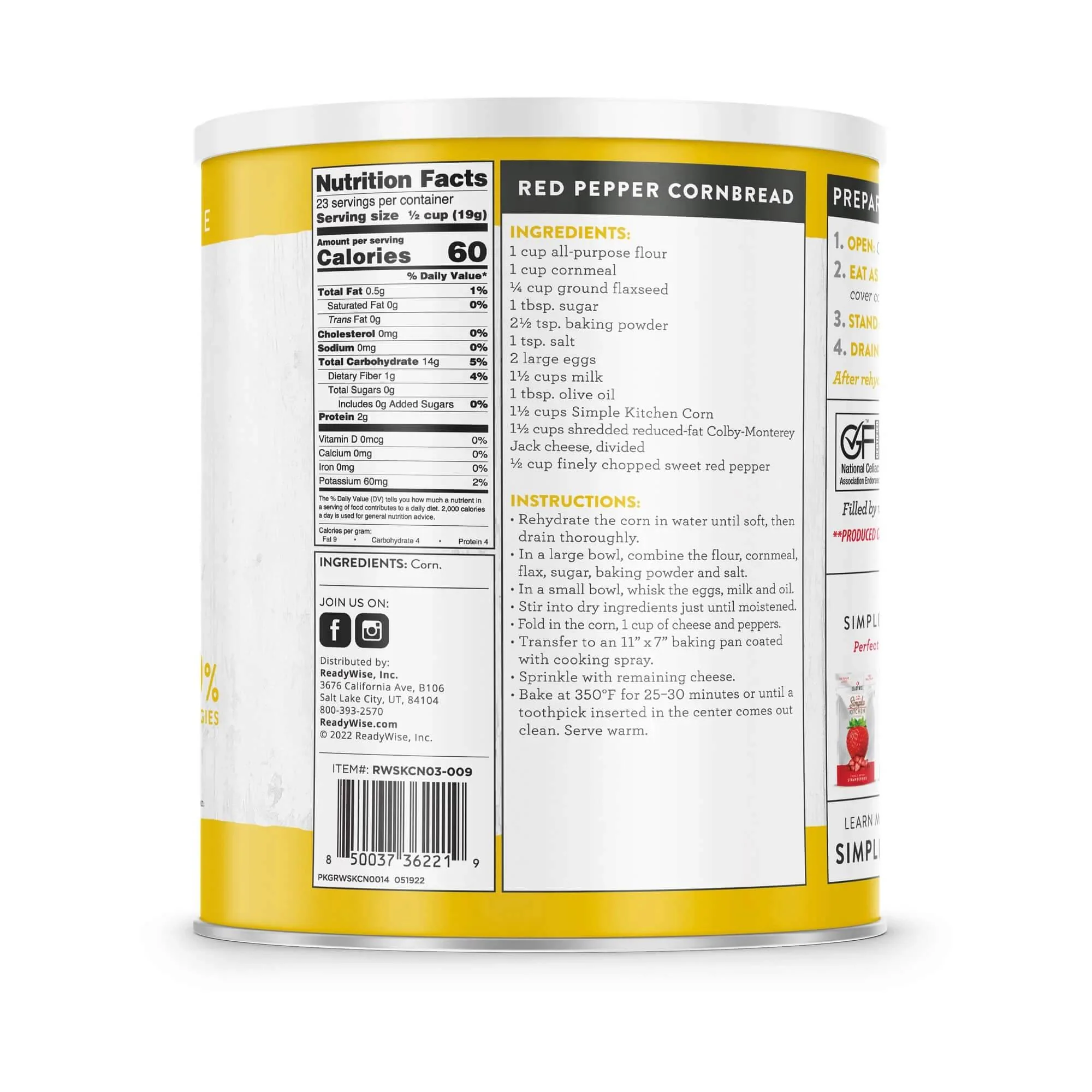 ReadyWise - Simple Kitchen FD Corn - 23 Serving Can - Image 2