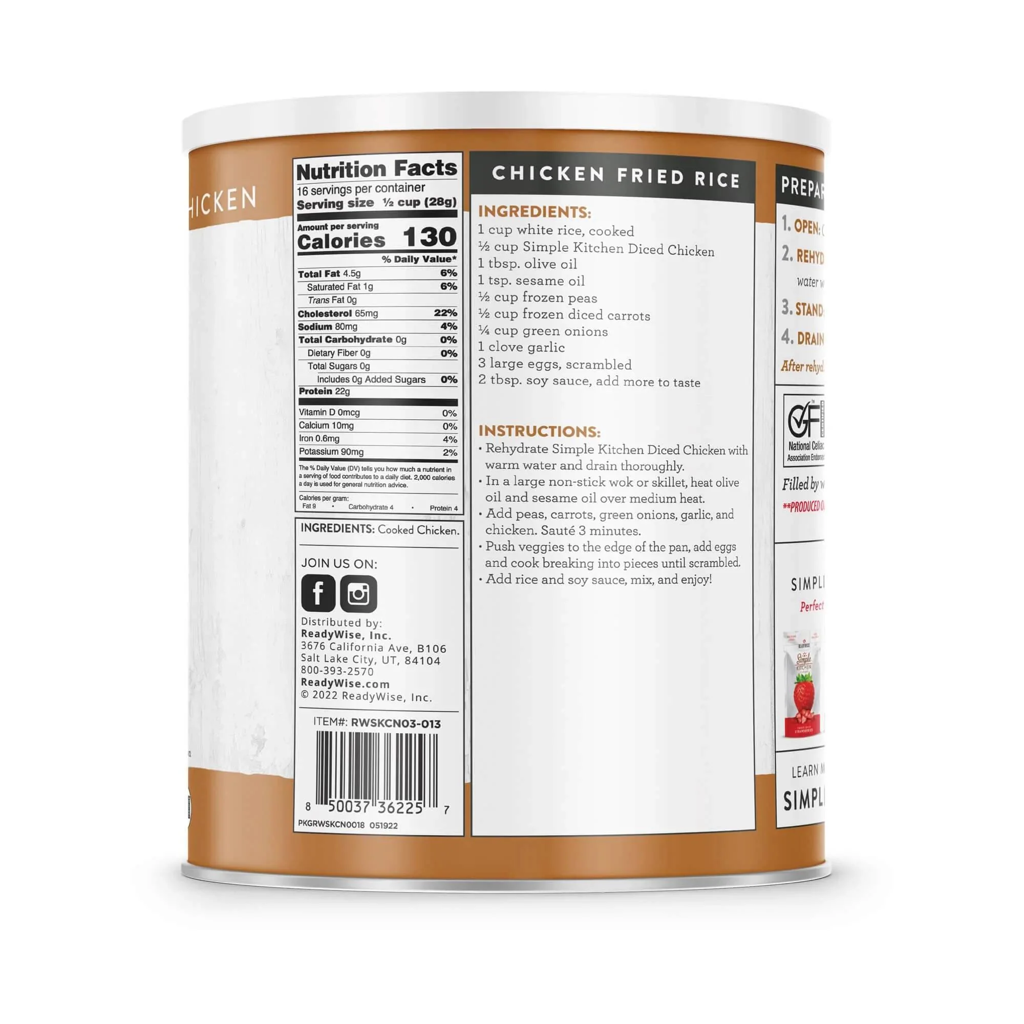 ReadyWise - Simple Kitchen FD Diced Chicken - 16 Serving Can - Image 2