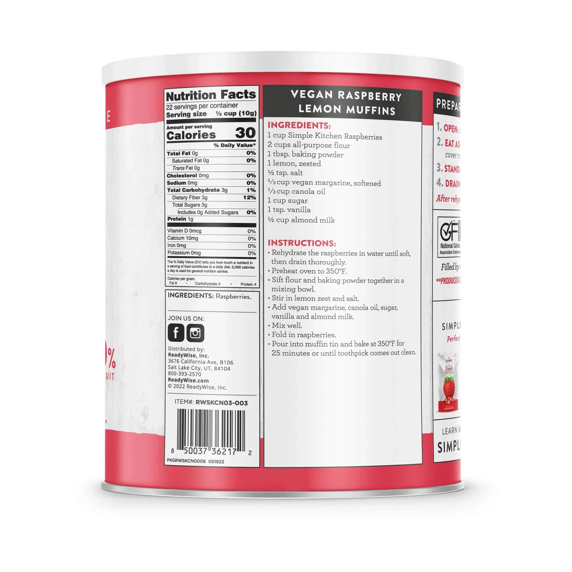 ReadyWise - Simple Kitchen FD Raspberries - 22 Serving Can - Image 2
