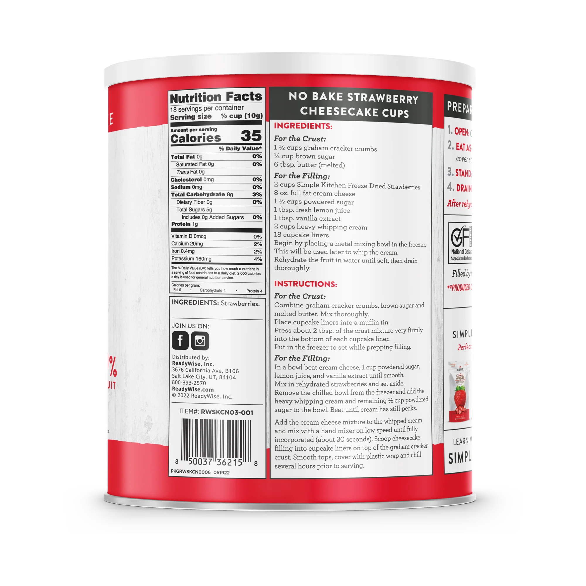 ReadyWise - Simple Kitchen FD Sliced Strawberries - 18 Serving Can - Image 2