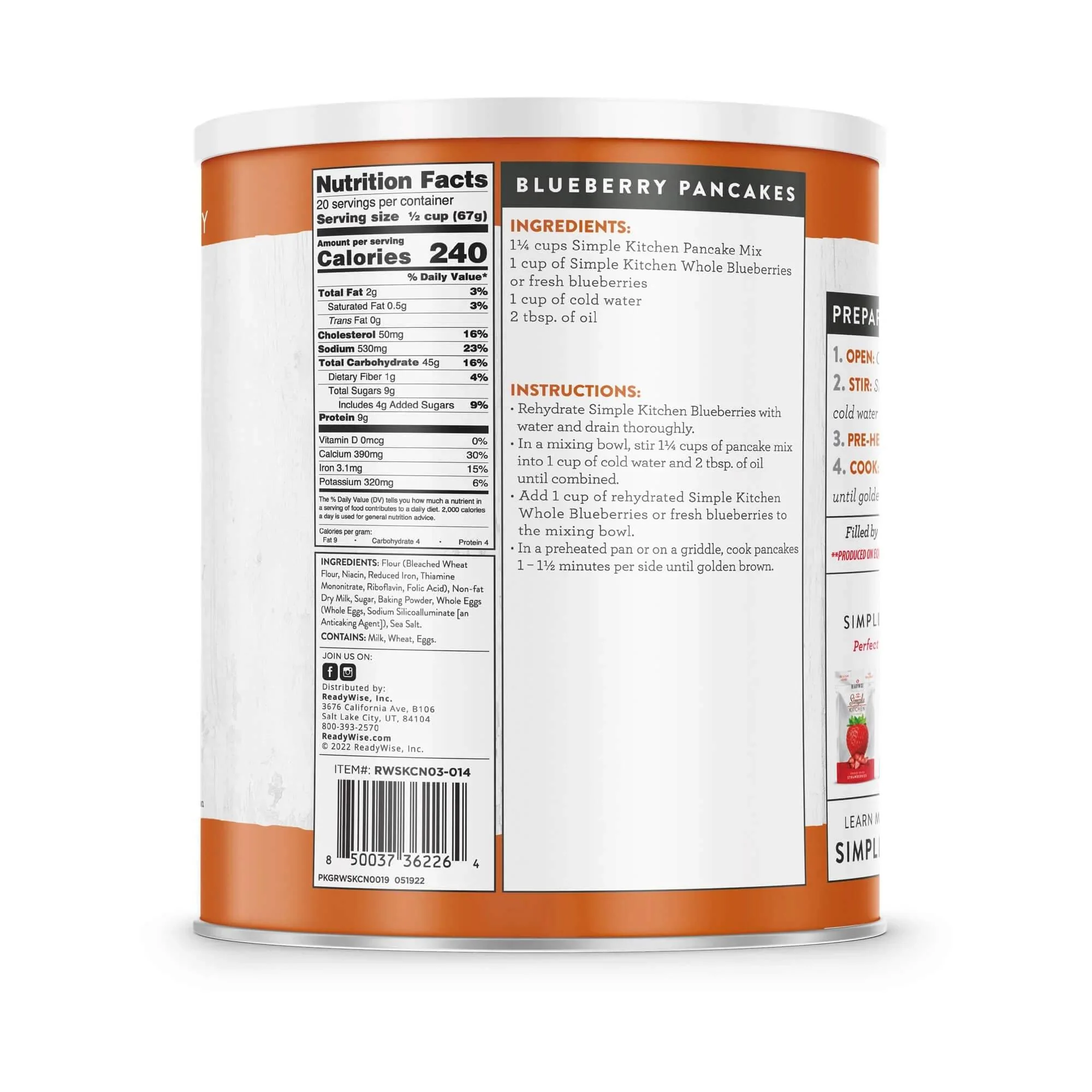 ReadyWise - Simple Kitchen Pancake Mix- 20 Serving Can - Image 2