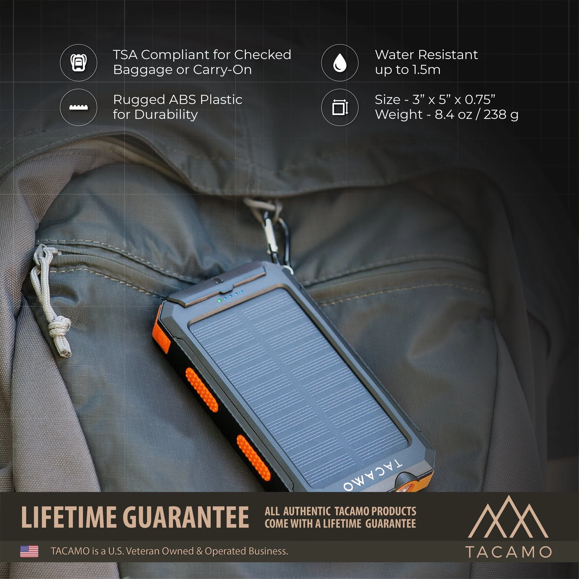 Solar Power Bank, USB Rechargeable - Image 7