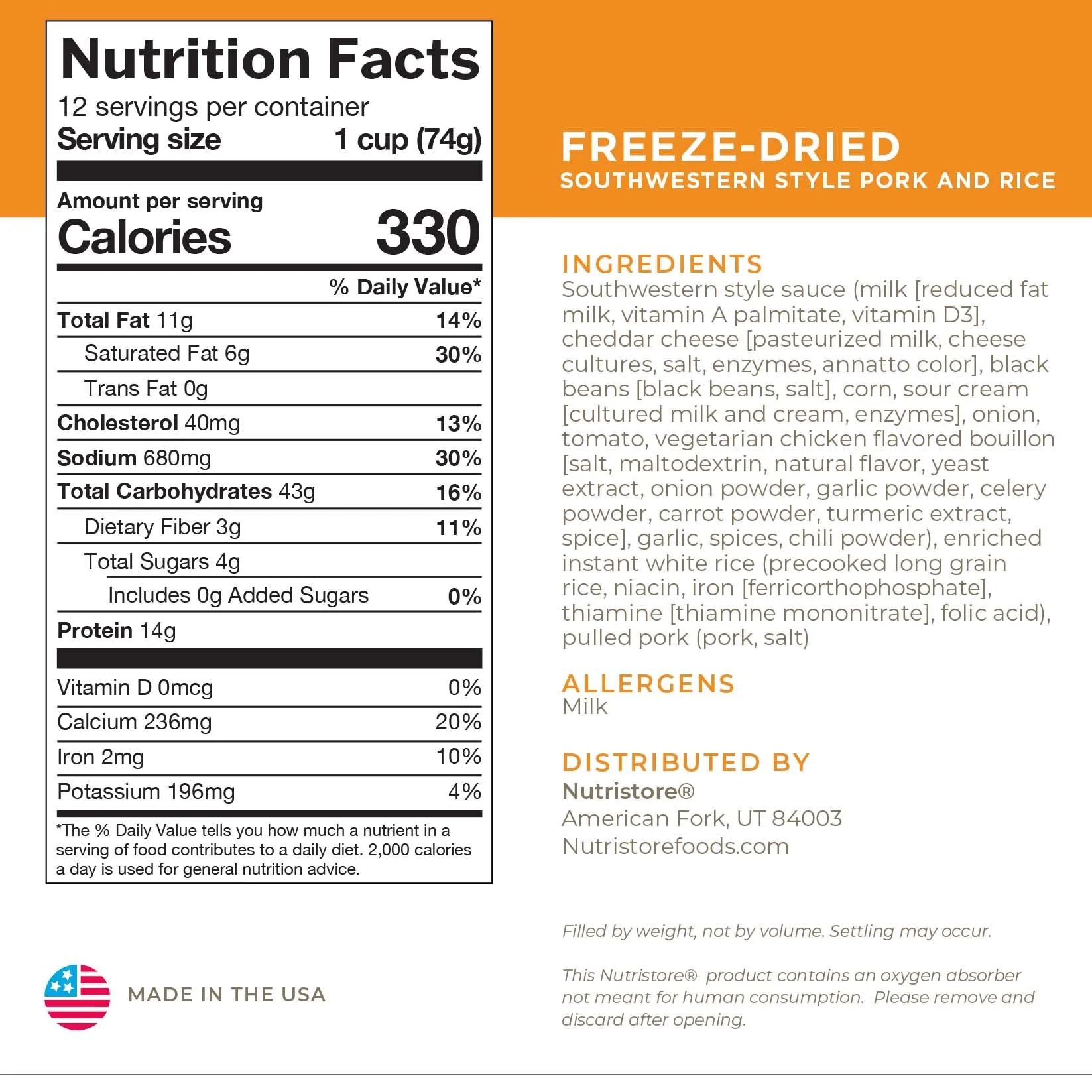 Southwestern Style Pork and Rice Freeze Dried - #10 Can - Image 2