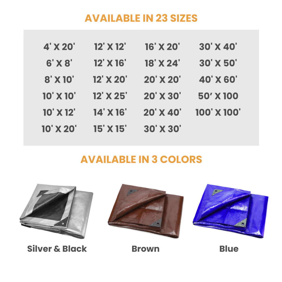 Super Heavy Duty Poly Tarp Cover Thick 16 Mil, 8 oz - Image 2