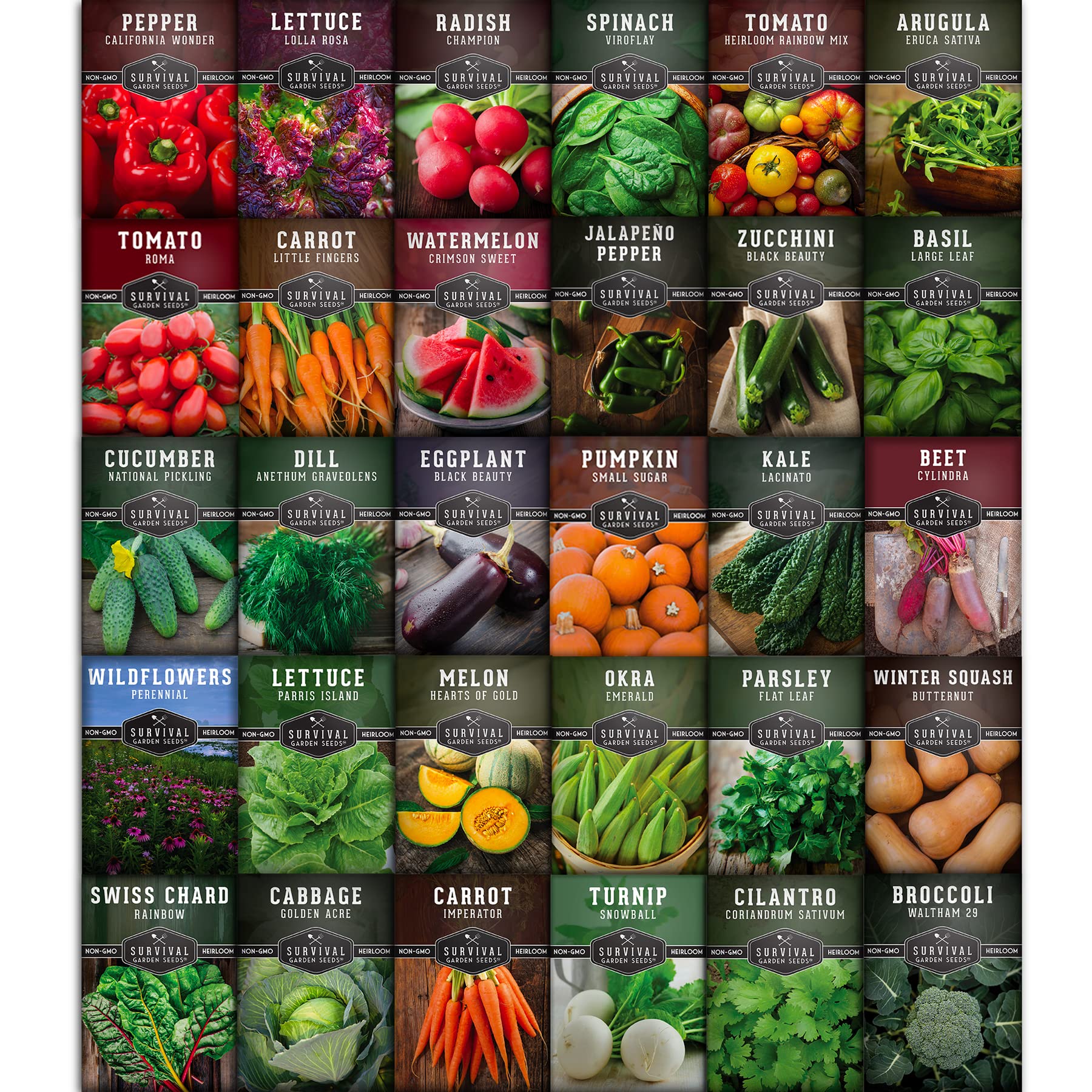Survival Garden Seeds Home Garden Vegetable, Fruit &amp; Herb Seed Bank Kit - 30 Seed Packs - 18,500+ Non-GMO Heirloom Seeds - Image 2