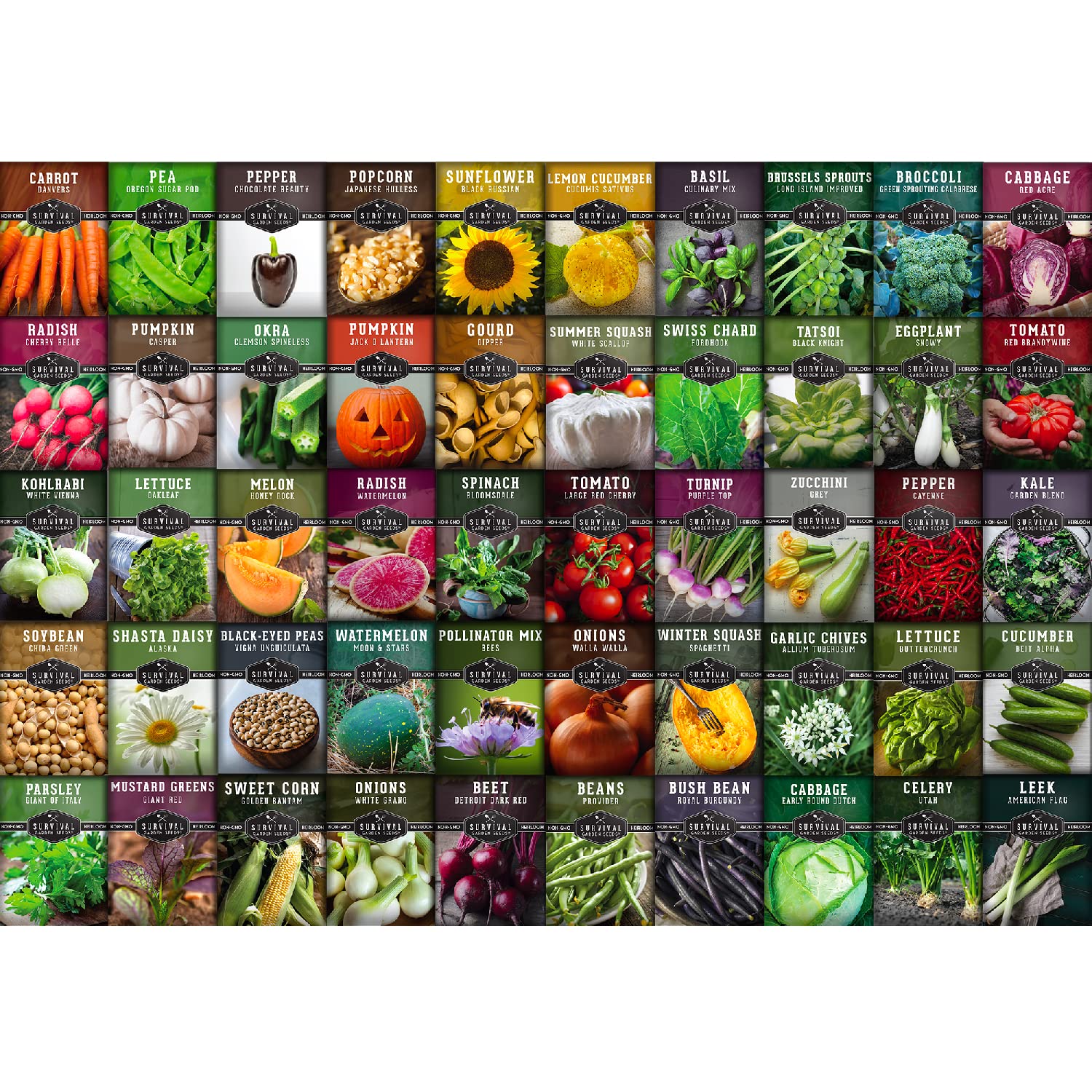 Survival Garden Seeds Homesteader 50 Heirloom Seed Packets (Non-GMO) - Image 2