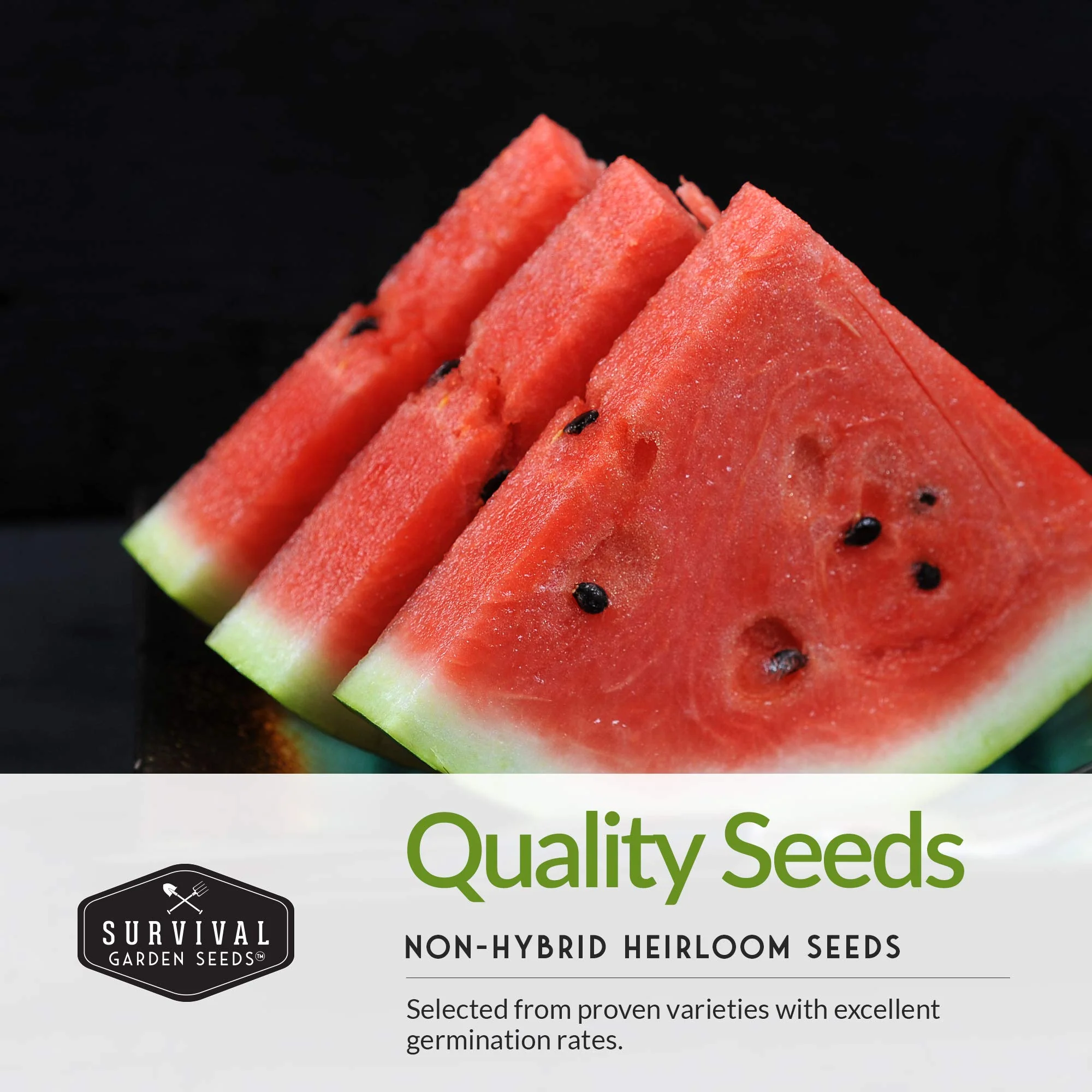 Survival Garden Seeds, Tri-Color Watermelon Seeds Collection (3 Pack) - Image 3