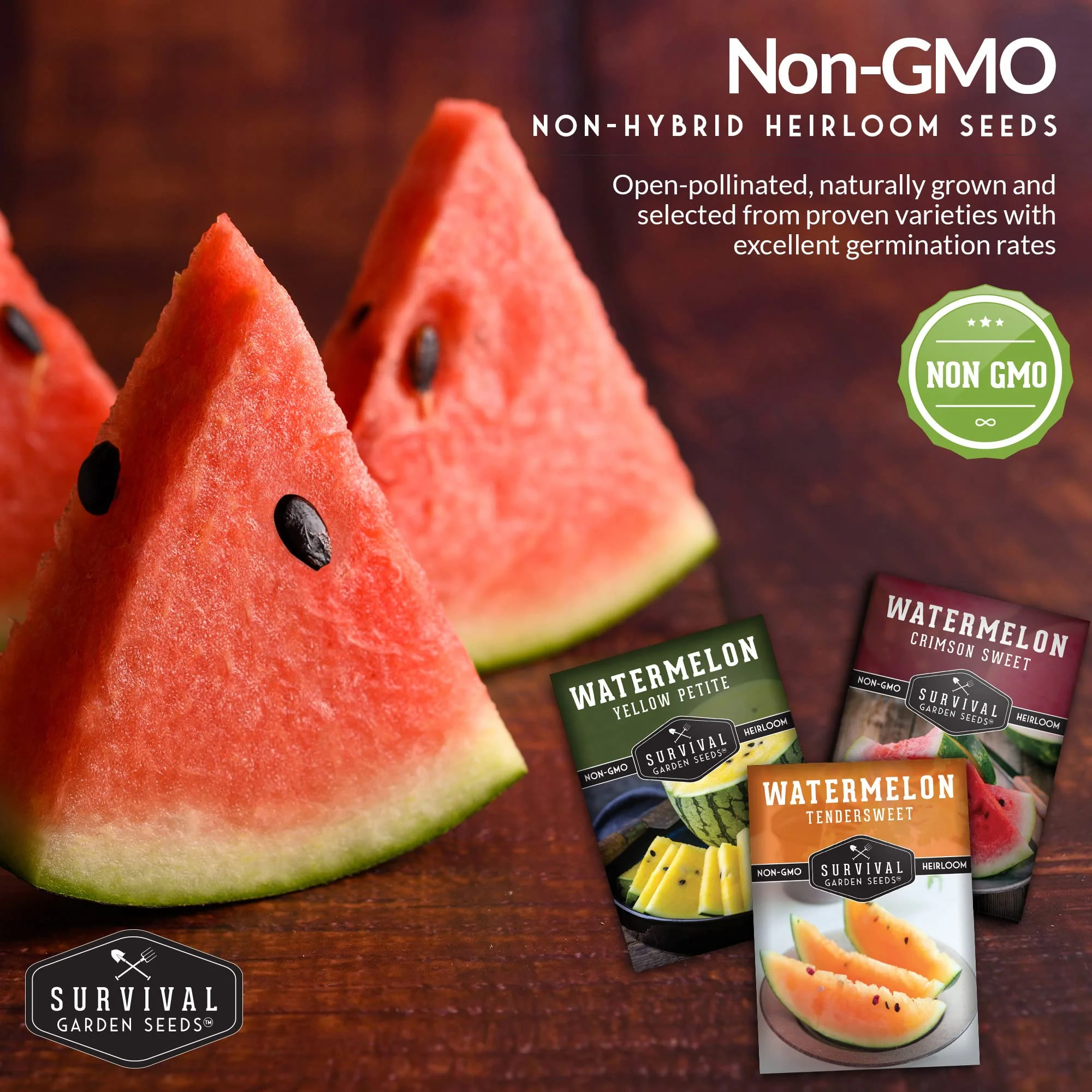 Survival Garden Seeds, Tri-Color Watermelon Seeds Collection (3 Pack) - Image 5