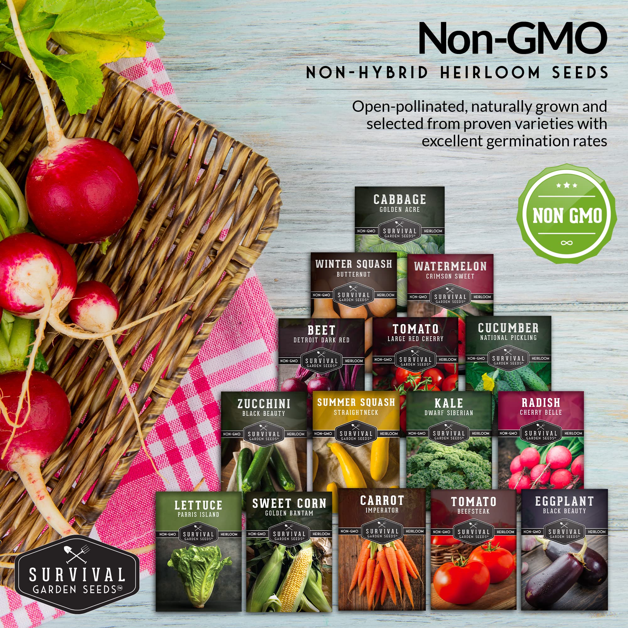 Survival Garden Seeds Vegetable Garden Collection 15 Heirloom Vegetables Seed Varieties - Image 4