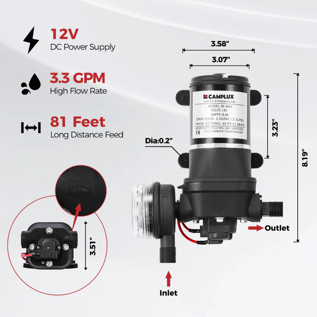 Tankless Water Heater, Camplux 2.64 GPM Outdoor Propane Water Heater, Gas Water Heater with 3.3 GPM Water Pump & Pipe Strainer for Camping, Cabins - Image 6