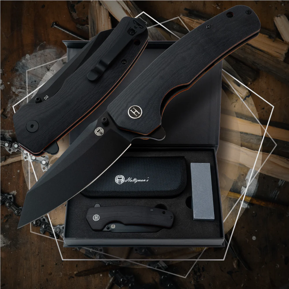 The Clip Point Folding Pocket Knife Giftset for Men and Women (Black and Orange) - Image 3