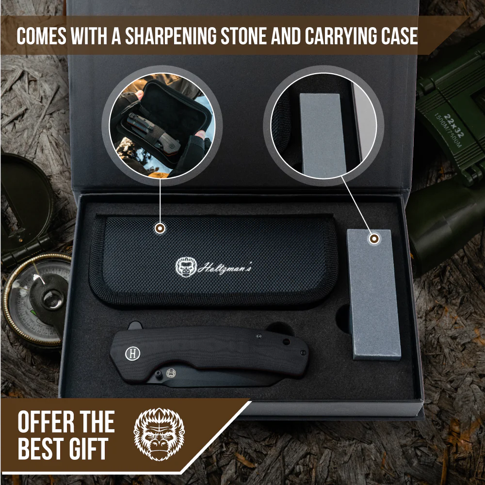 The Clip Point Folding Pocket Knife Giftset for Men and Women (Black and Orange) - Image 5