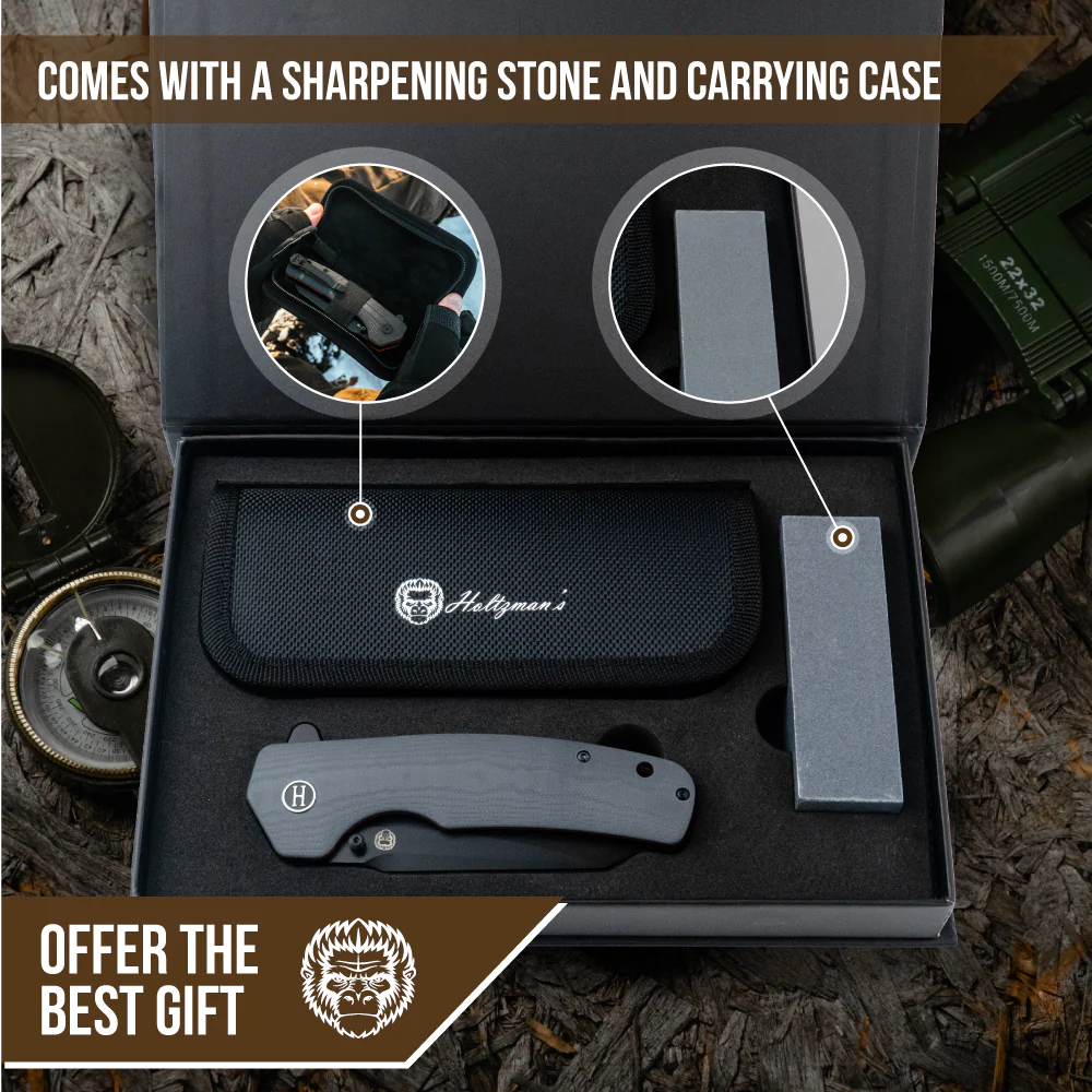 The Clip Point Folding Pocket Knife Giftset for Men and Women (Grey and Red) - Image 4