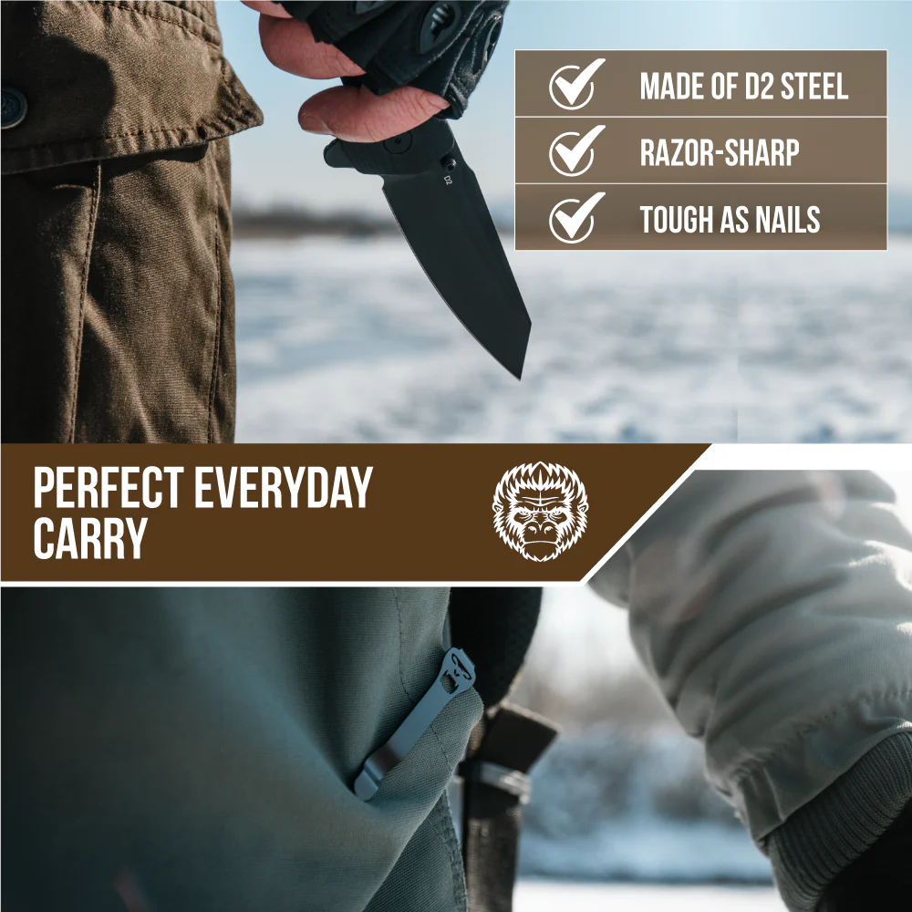 The Clip Point Folding Pocket Knife Giftset for Men and Women (Grey and Red) - Image 8