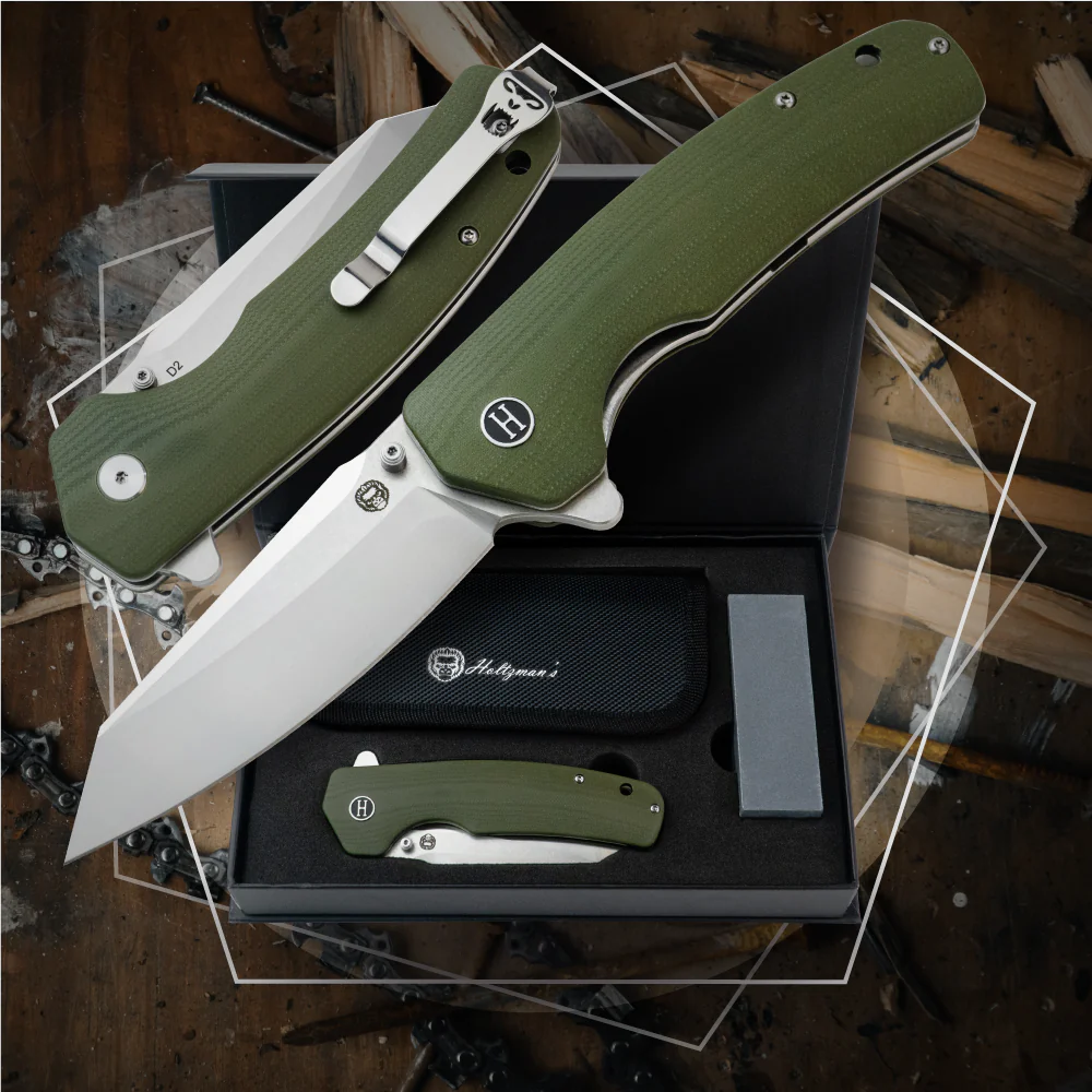 The Clip Point Folding Pocket Knife Giftset for Men and Women (Silver and Green) - Image 3