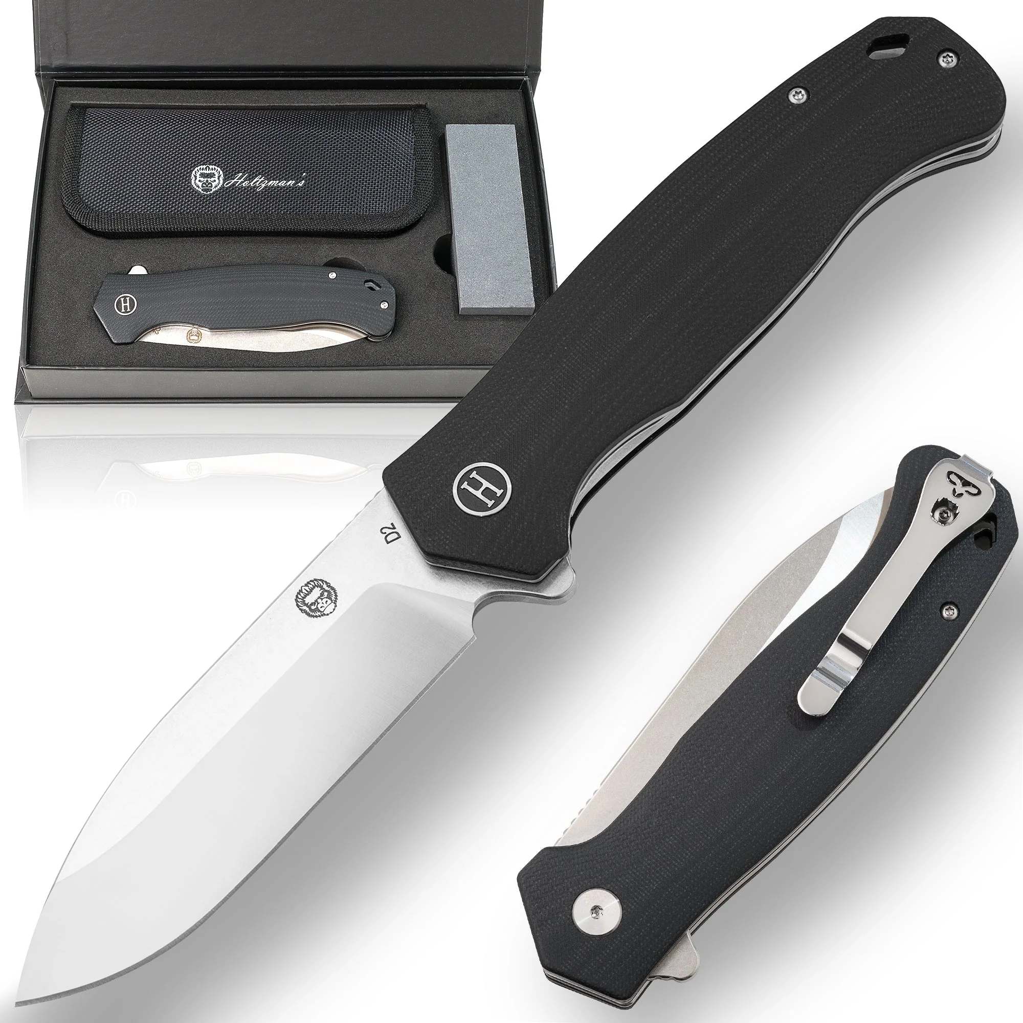 The Clip Point, Pioneer, Wild Trail Folding Pocket Knife Giftset Combo (Silver and Black) - Image 2