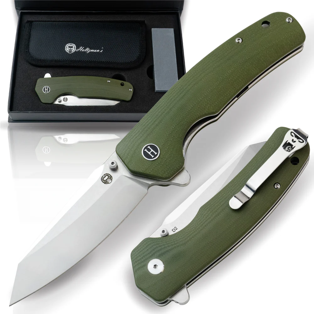 The Clip Point, Straight Back, Pioneer Folding Pocket Knife Giftset Combo (Silver and Green) - Image 2