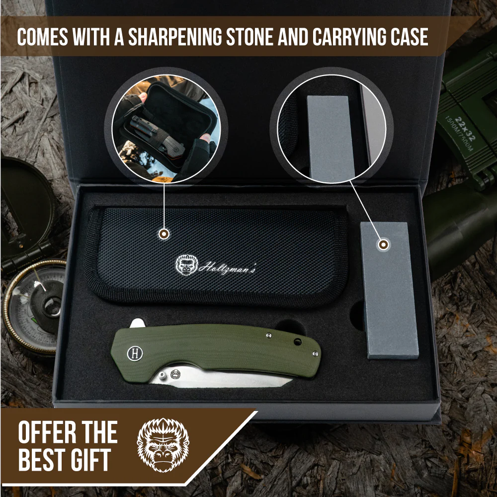 The Clip Point, Straight Back, Pioneer Folding Pocket Knife Giftset Combo (Silver and Green) - Image 6