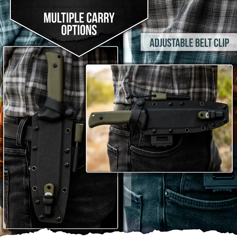 The Congo D2 Steel Bushcraft Survival Knife Gift Set (Black Blade + Green Handle) - Image 2