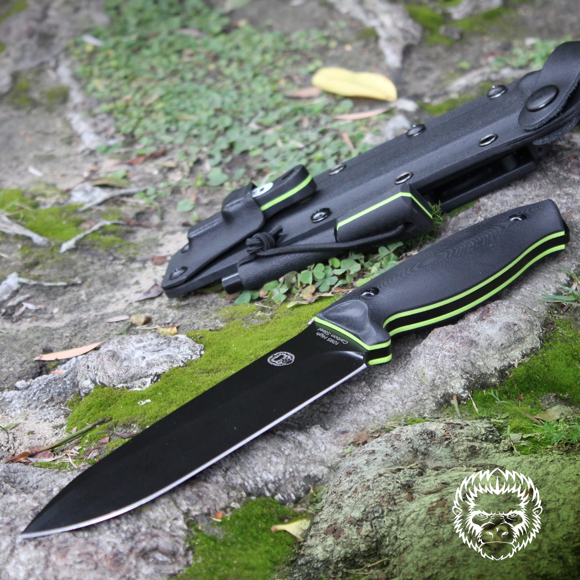 "The Fireline" Bushcraft Survival Knife with 1095 High Carbon Blade Giftset (Black and Green) - Image 5