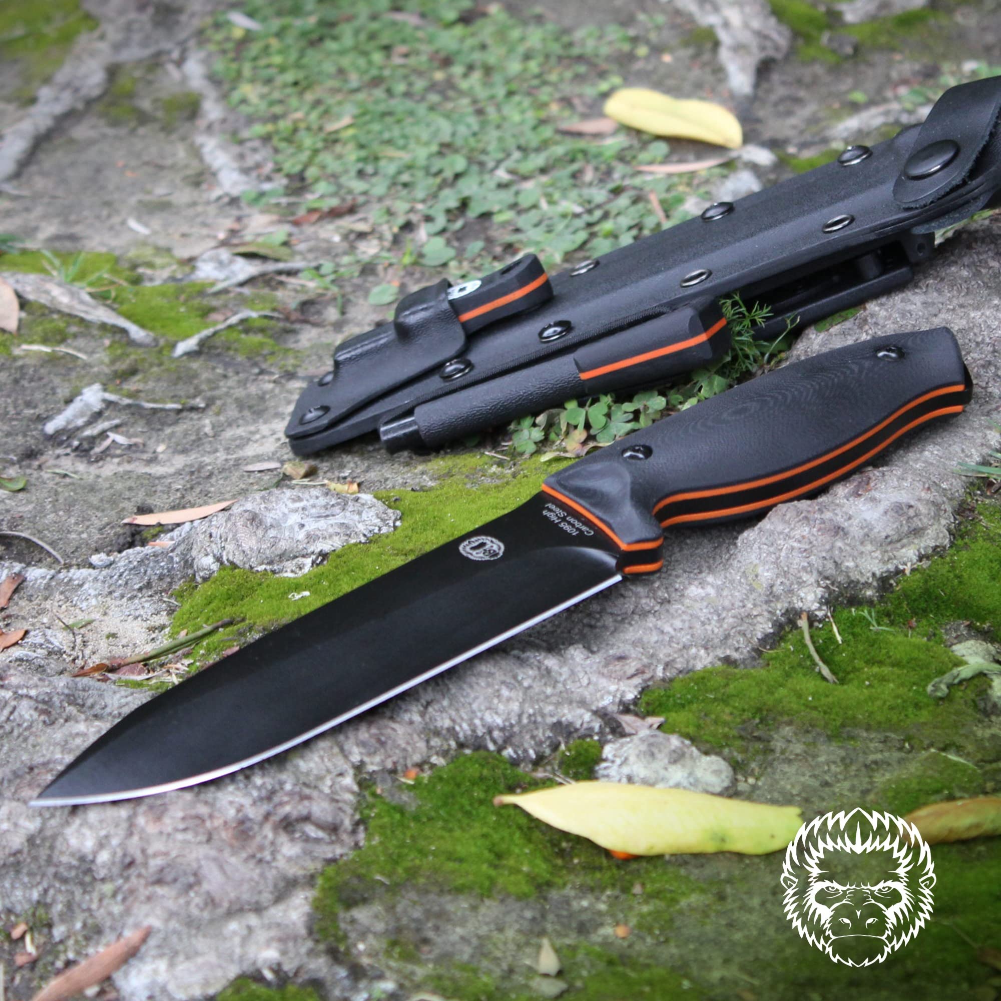 "The Fireline" Bushcraft Survival Knife with 1095 High Carbon Blade Giftset (Black and Orange) - Image 8