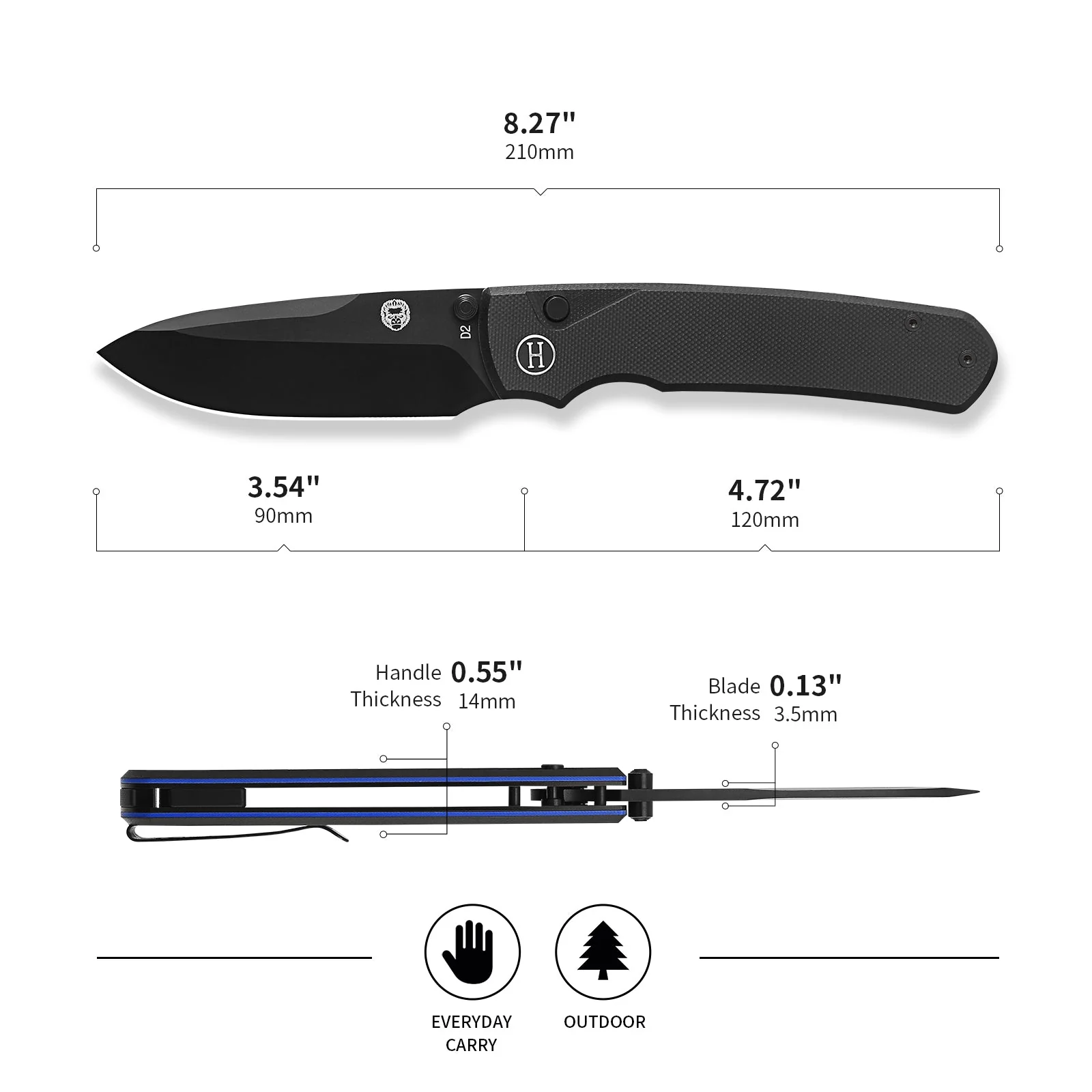 The Loyalist Folding Pocket Knife Giftset for Men and Women (Black and Blue) - Image 2