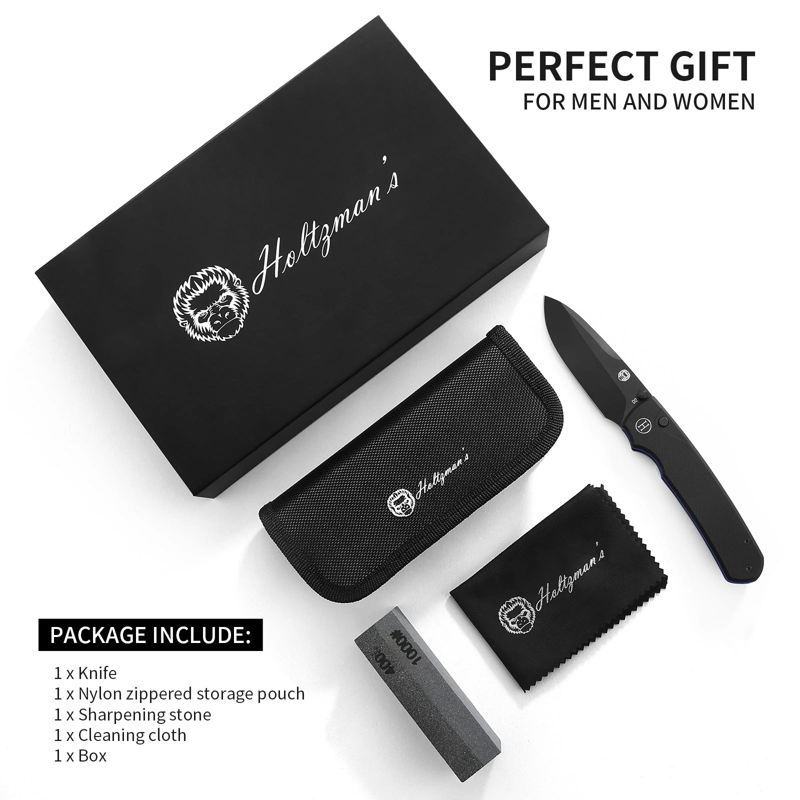 The Loyalist Folding Pocket Knife Giftset for Men and Women (Black and Blue) - Image 3