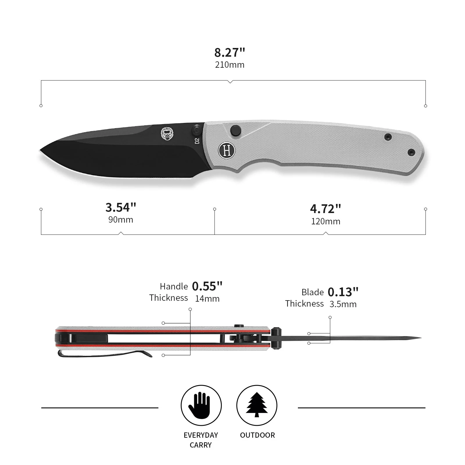 The Loyalist Folding Pocket Knife Giftset for Men and Women (Black and White) - Image 2