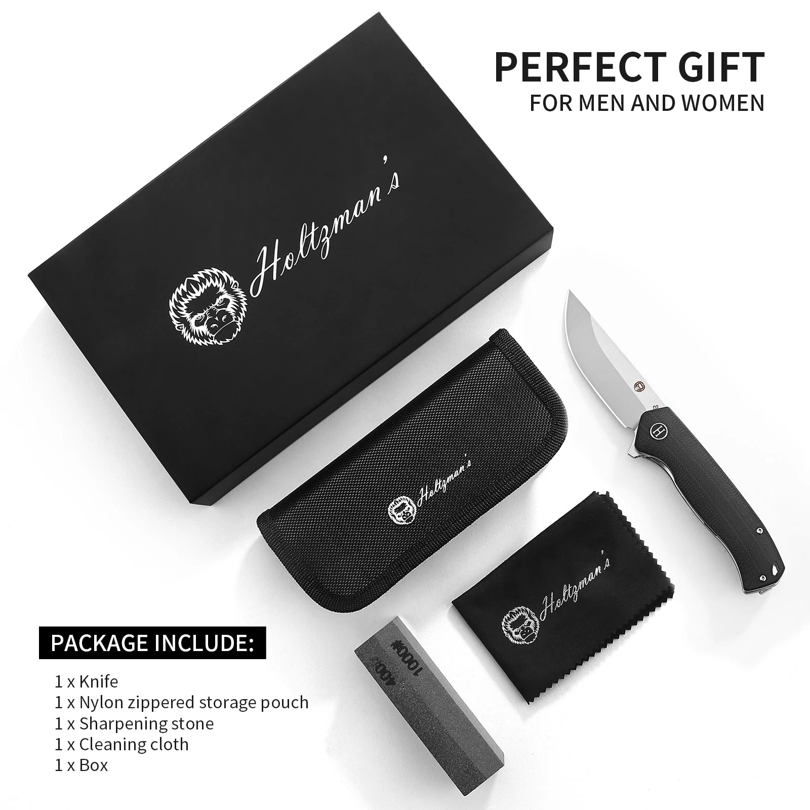 The Pathfinder Folding Pocket Knife Giftset for Men and Women (Black and Silver) - Image 2