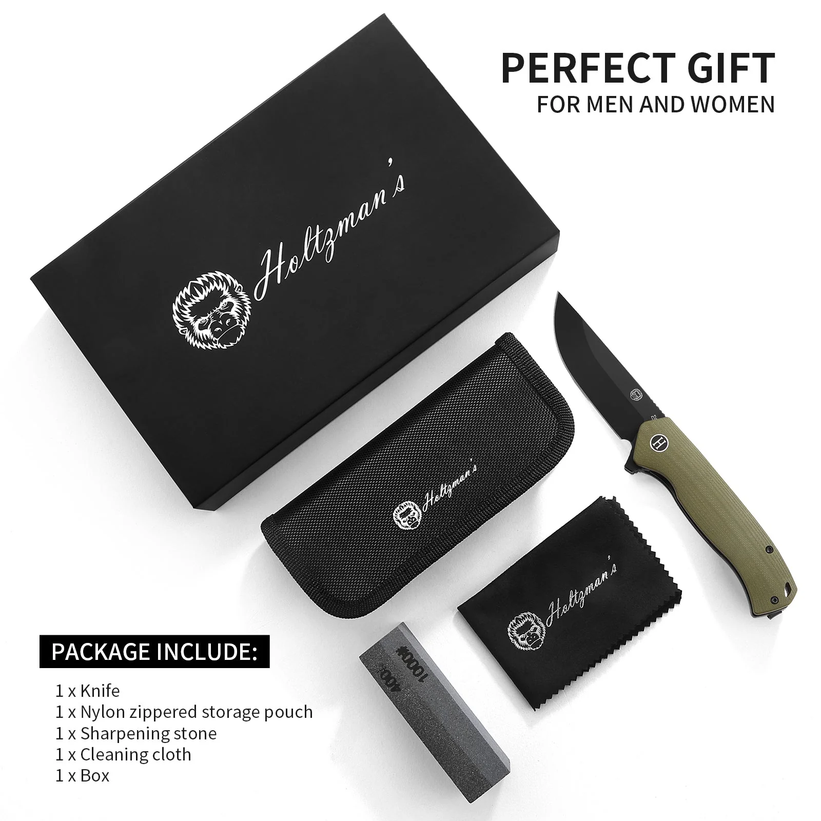 The Pathfinder Folding Pocket Knife Giftset for Men and Women (Green and Silver) - Image 3