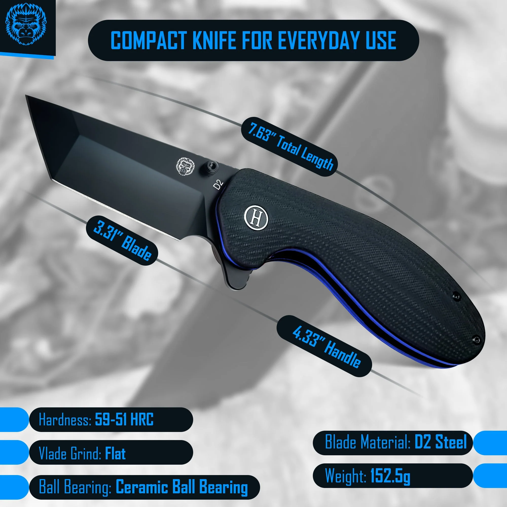 The Pioneer Folding Pocket Knife Giftset for Men and Women (Black and Blue) - Image 2