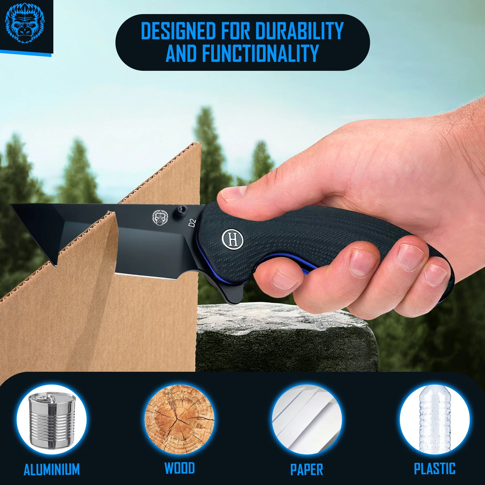 The Pioneer Folding Pocket Knife Giftset for Men and Women (Black and Blue) - Image 4