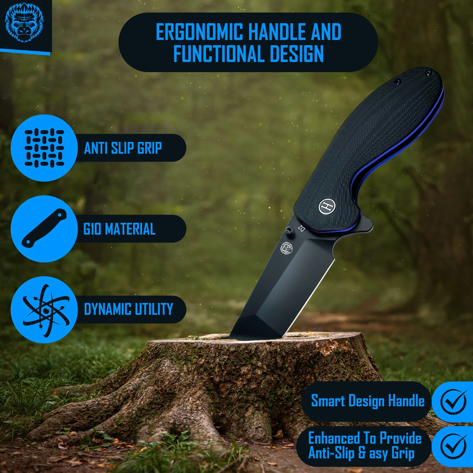 The Pioneer Folding Pocket Knife Giftset for Men and Women (Black and Blue) - Image 5