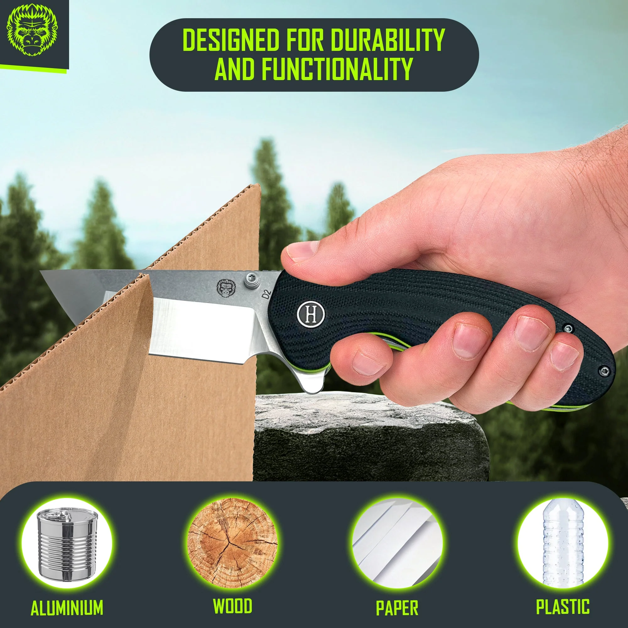 The Pioneer Folding Pocket Knife Giftset for Men and Women (Silver and Green) - Image 4