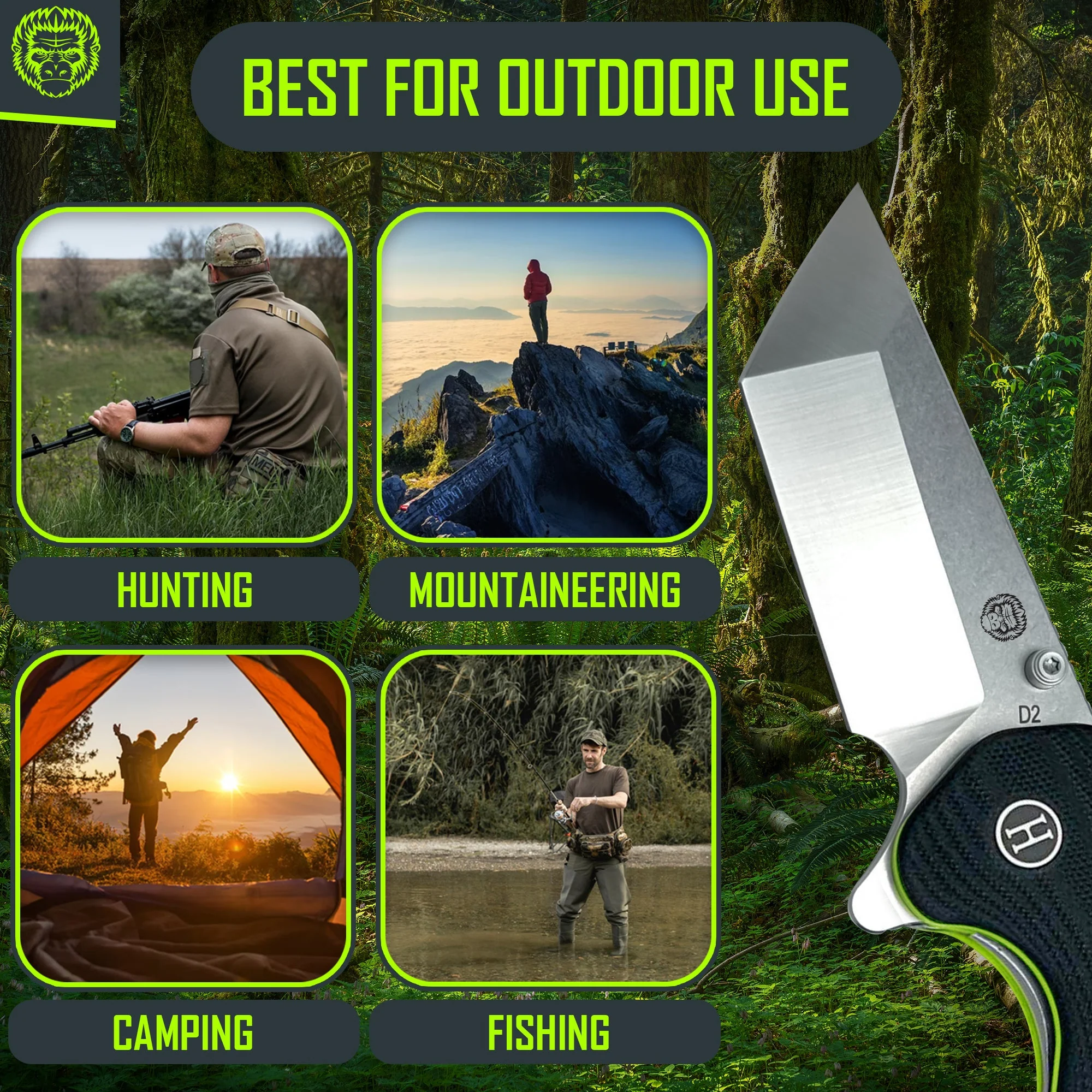 The Pioneer Folding Pocket Knife Giftset for Men and Women (Silver and Green) - Image 6