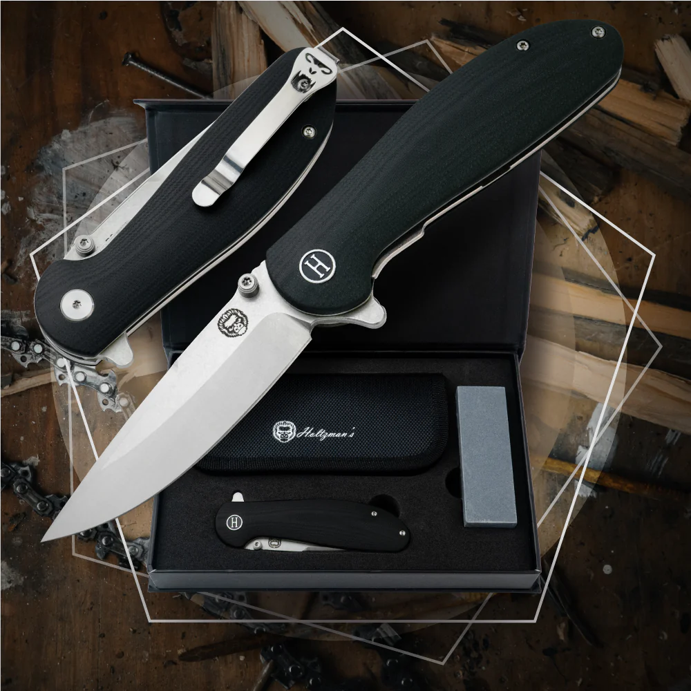 The Straight Back Folding Pocket Knife Giftset for Men and Women (Silver and Black) - Image 5