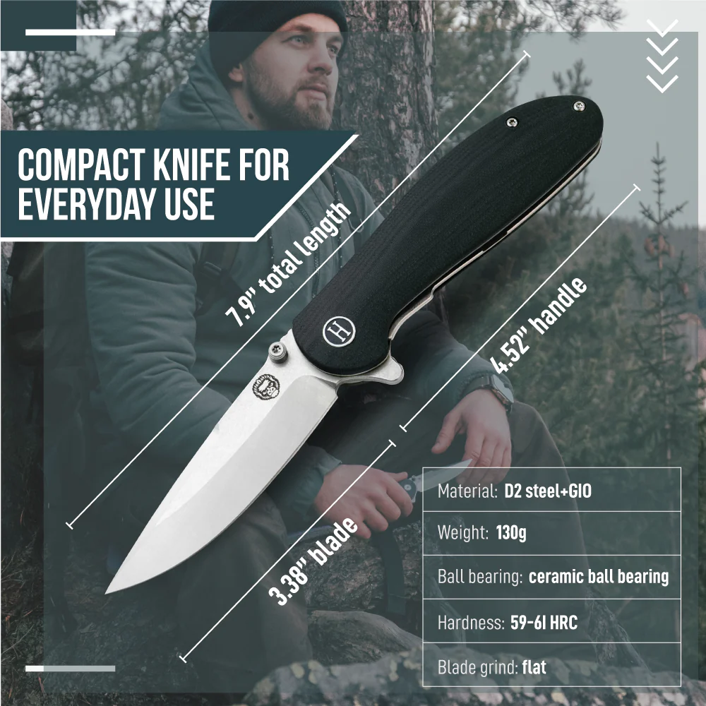 The Straight Back Folding Pocket Knife Giftset for Men and Women (Silver and Black) - Image 6
