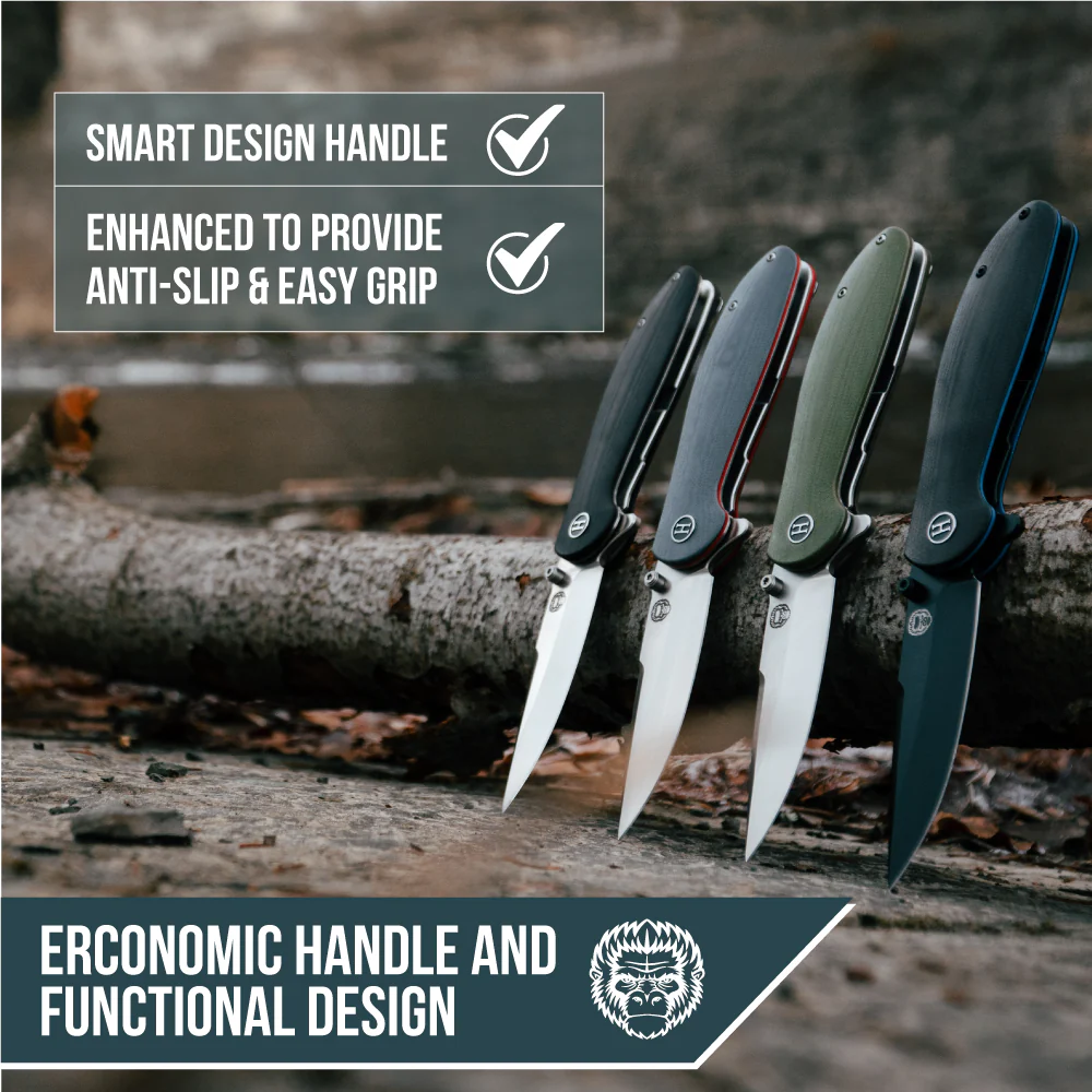 The Straight Back Folding Pocket Knife Giftset for Men and Women (Silver and Green) - Image 5