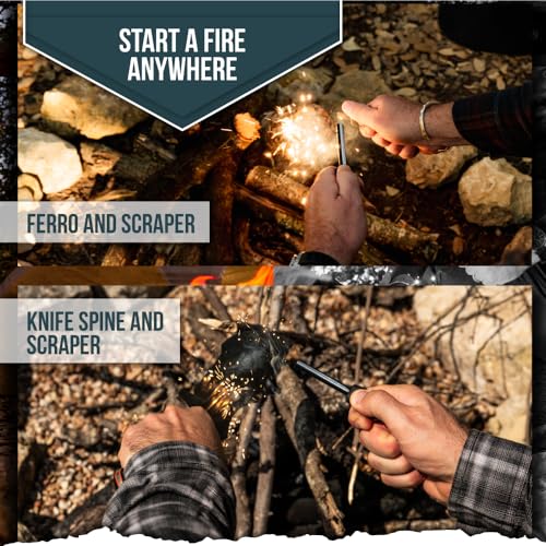 The Tracker D2 Steel Bushcraft Survival Knife Gift Set (Black and Orange) - Image 3