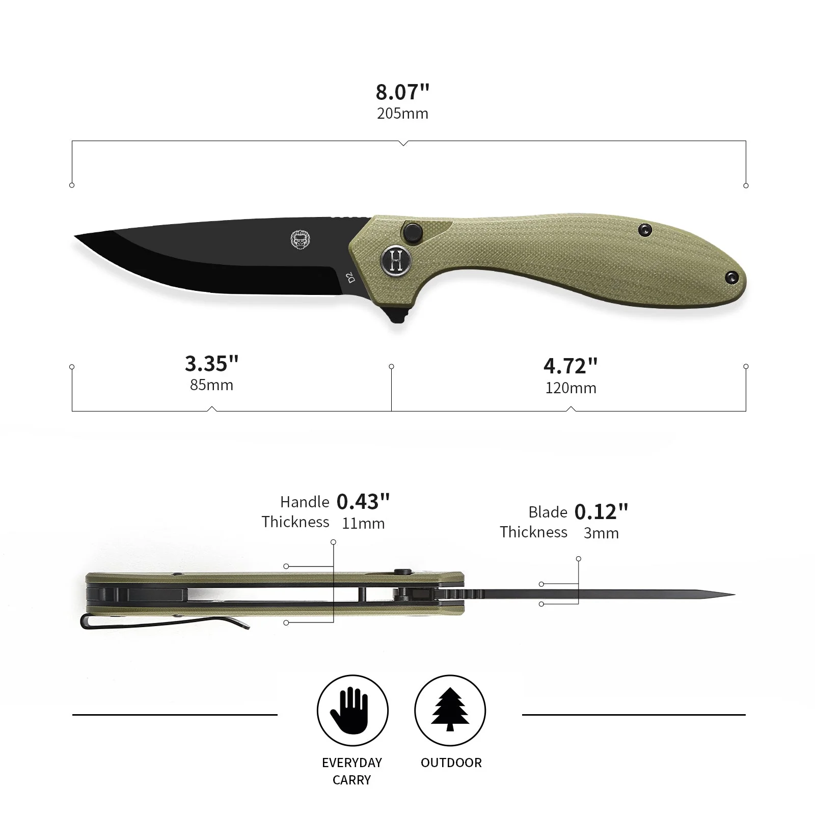 The Vector Folding Pocket Knife Giftset for Men and Women (Green and Black) - Image 2