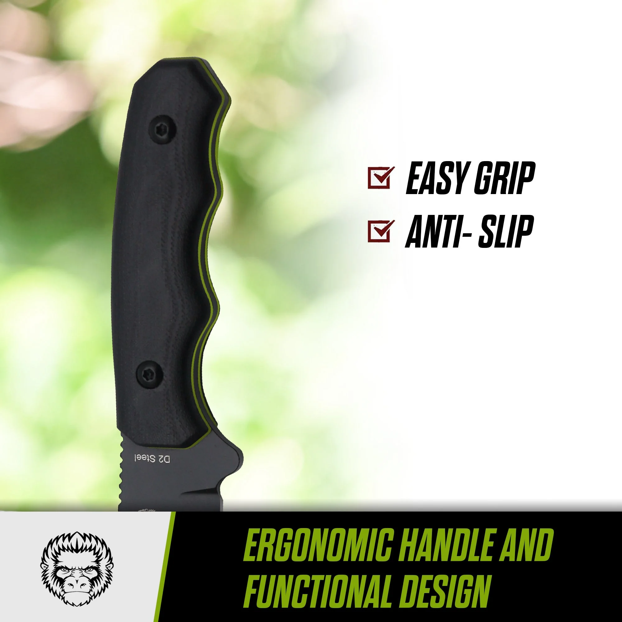 The Wakizashi Survival Neck Knife Giftset for Outdoors (Black Blade + Green Liner) - Image 6