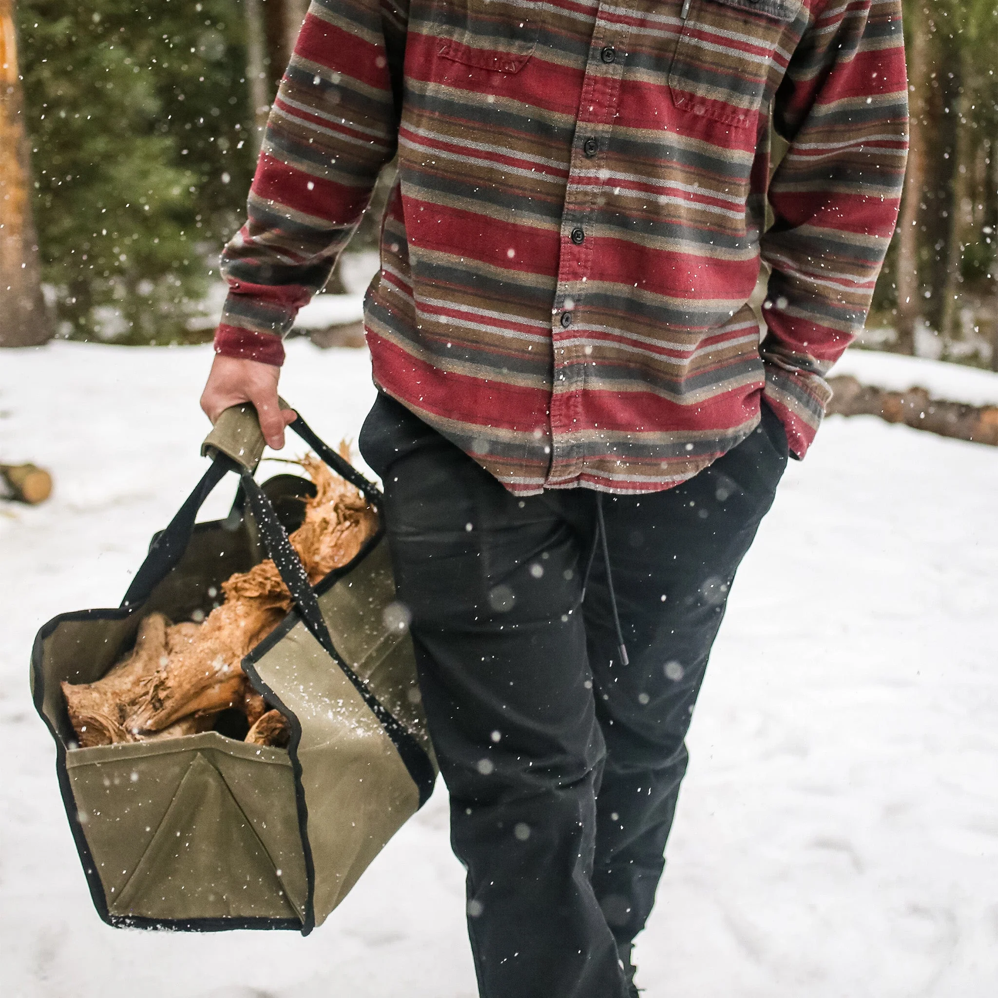 Tote Shape Canvas Firewood Log Carriers - Image 17
