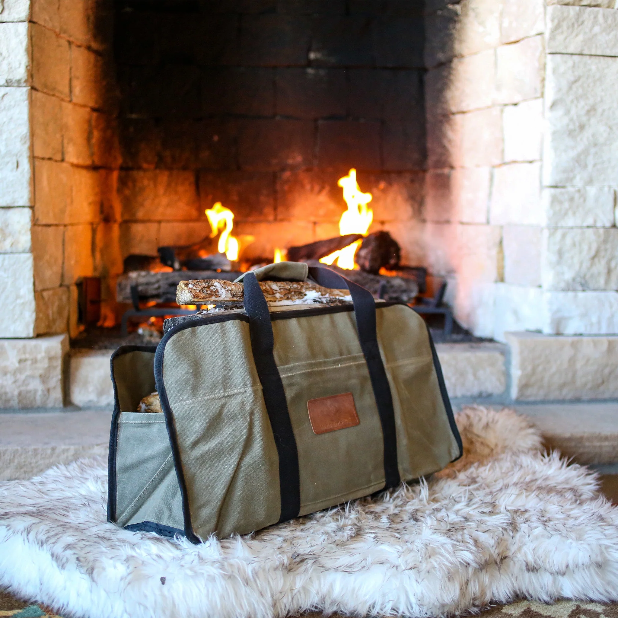 Tote Shape Canvas Firewood Log Carriers - Image 18