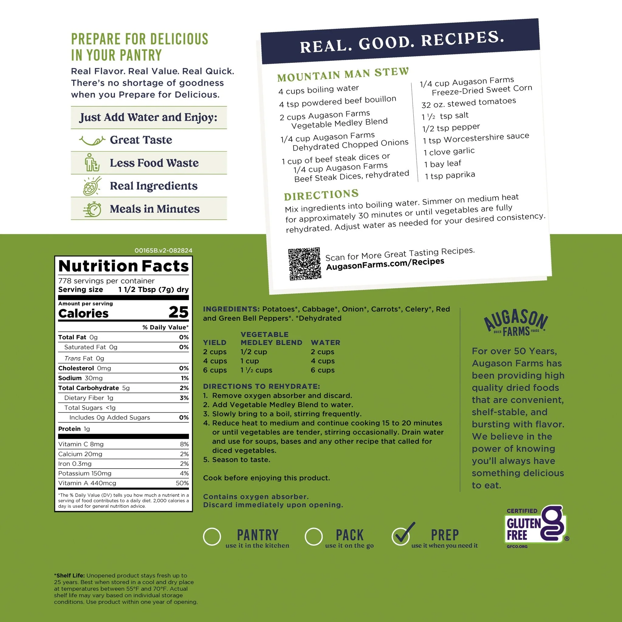 Vegetable Medley Blend 4 Gallon Pail, 778 Servings - Image 3