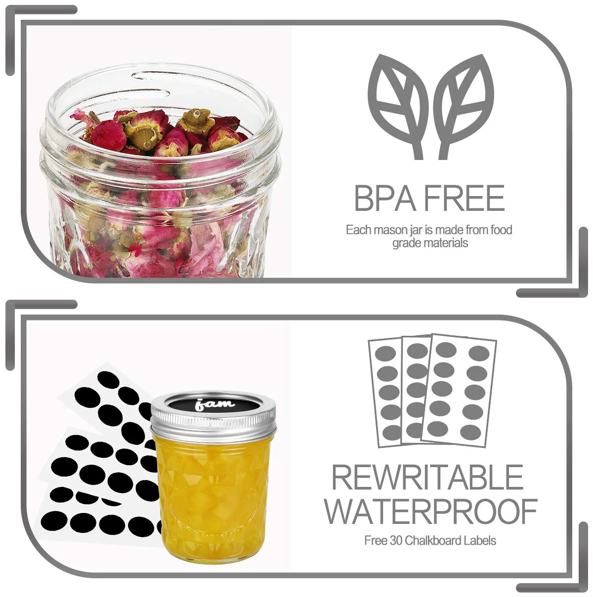 6 oz Glass Mason Jars for Canning - 30 Pack - Image 4