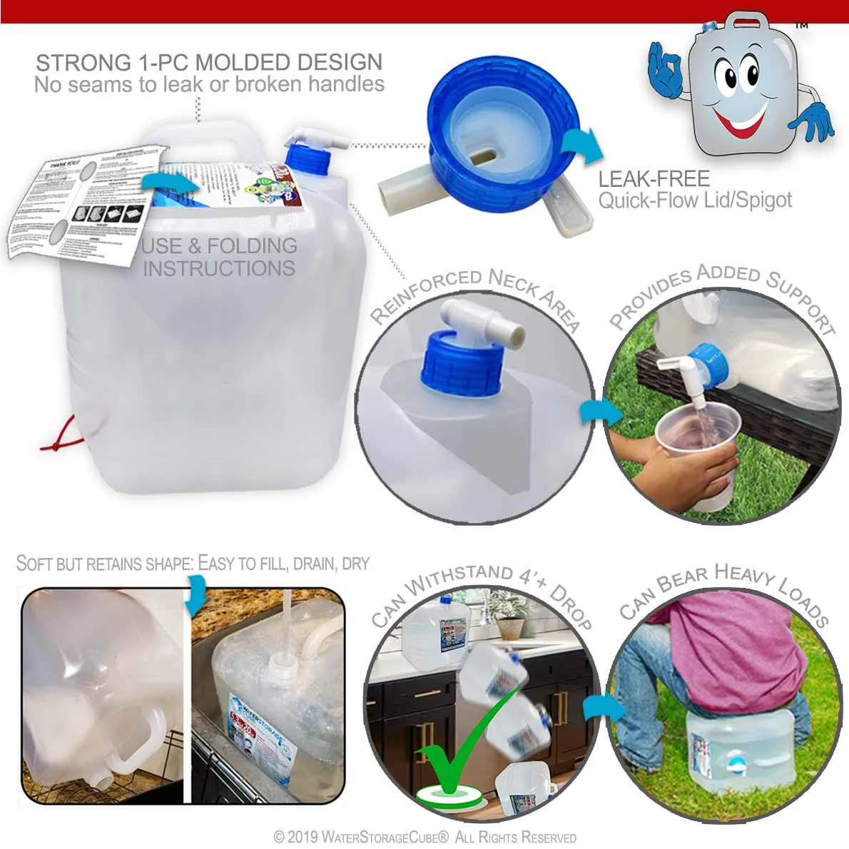 WaterStorageCube - Water Container with Spigot 5.3 Gallon - 8 Pack - Image 7