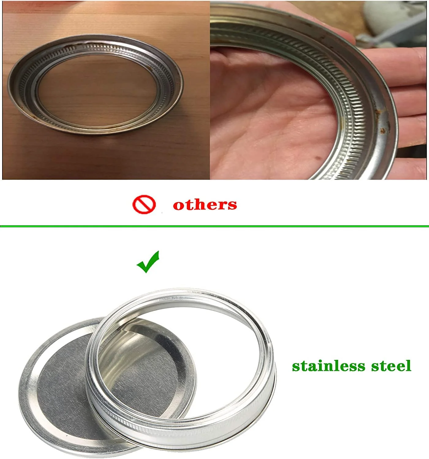 Wide-Mouth Canning Rings &amp; Lids for Glass Jars - 12 Pack - Image 2