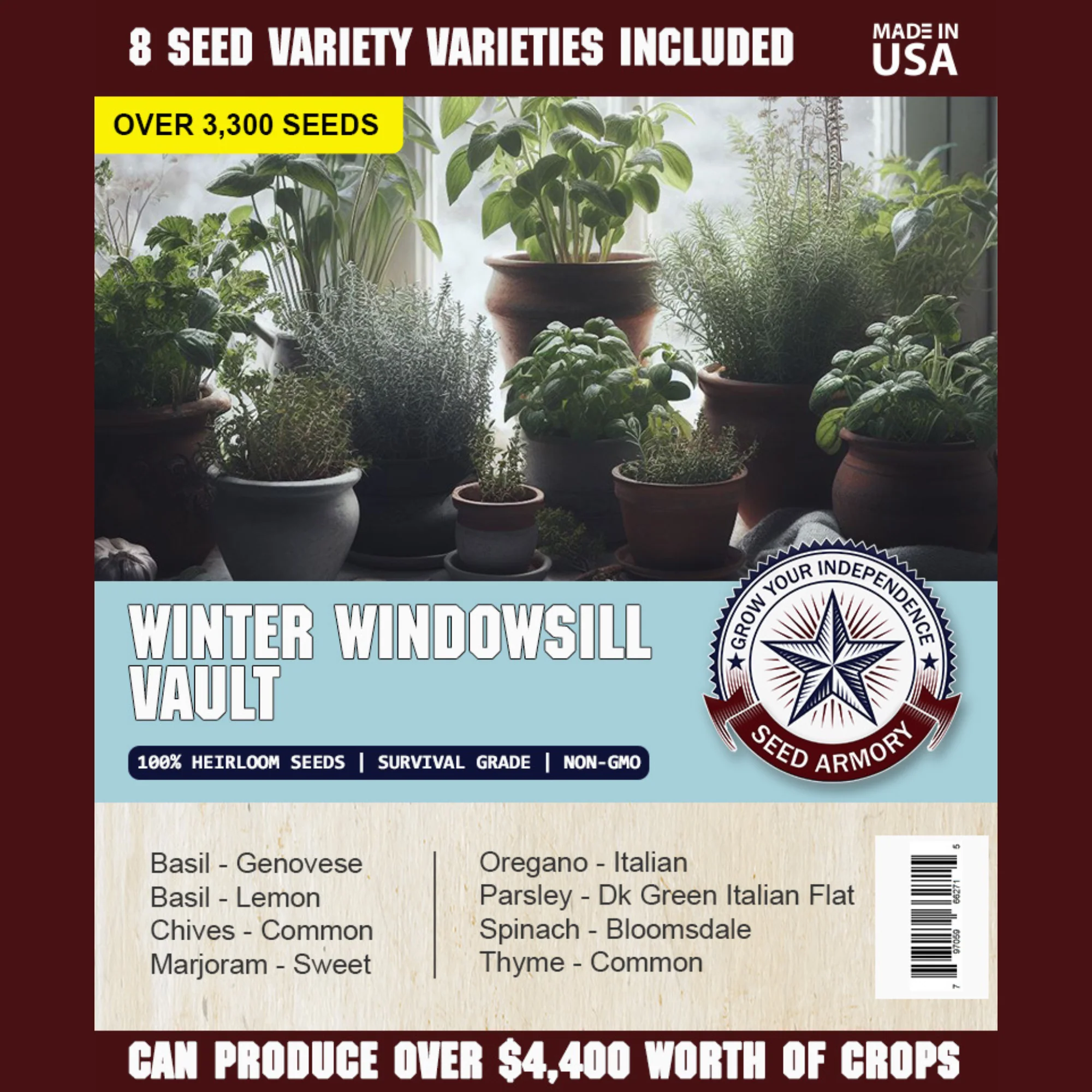 Winter Windowsill Vault - 8 Heirloom Seed Herb Varieties - Image 4